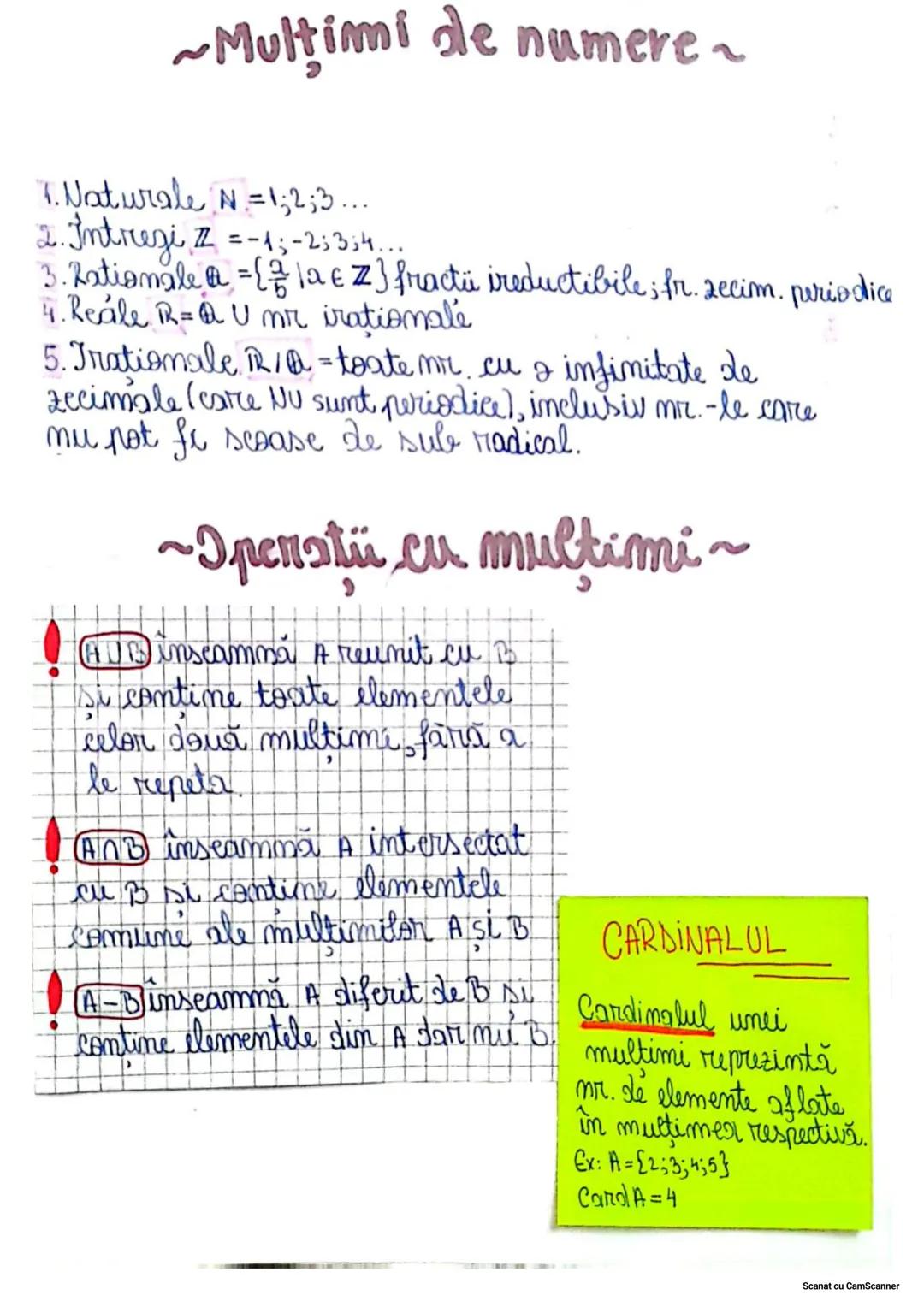 ~Mulțimi de numere~
1. Naturale $N = {1, 2, 3...}$
2. Întregi $Z = {-4, -2, -3, 4...}$
3. Raționale $Q = {\frac{a}{b} | a \in Z, b \in Z}$