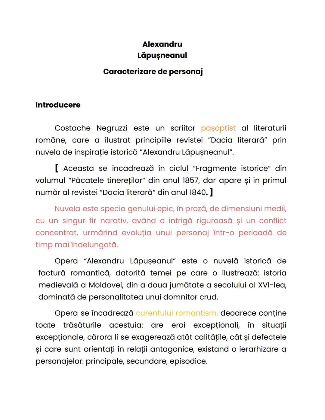 # Alexandru
# Lăpuşneanul
## Caracterizare de personaj
Introducere
Costache Negruzzi este un scriitor paşoptist al literaturii
române, c