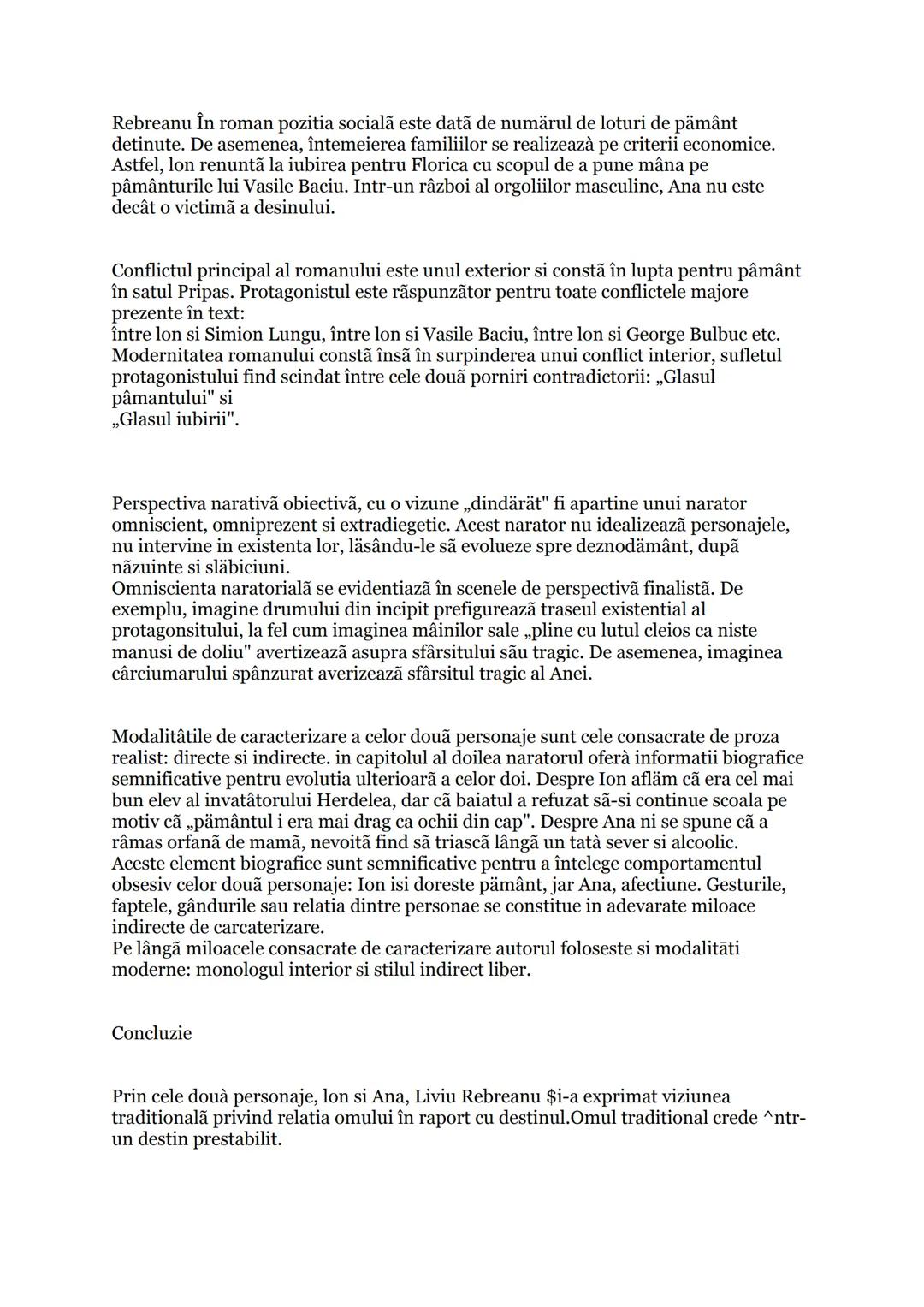 # Relatia dintre două personaje- lon-Ana
Romanul Ion de Liviu Rebreanu, cel care deschide in 1920 seria mari or romane ale
literaturii inte