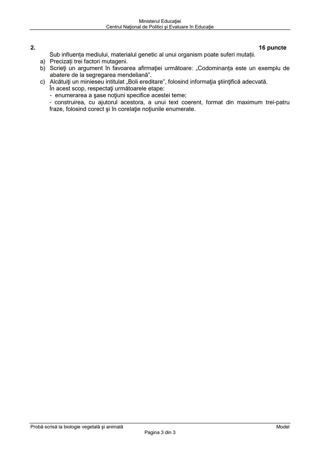 Ministerul Educaţiei
Centrul Naţional de Politici şi Evaluare în Educaţie
Examenul național de bacalaureat 2025
Proba E. d)
Biologie vegetal