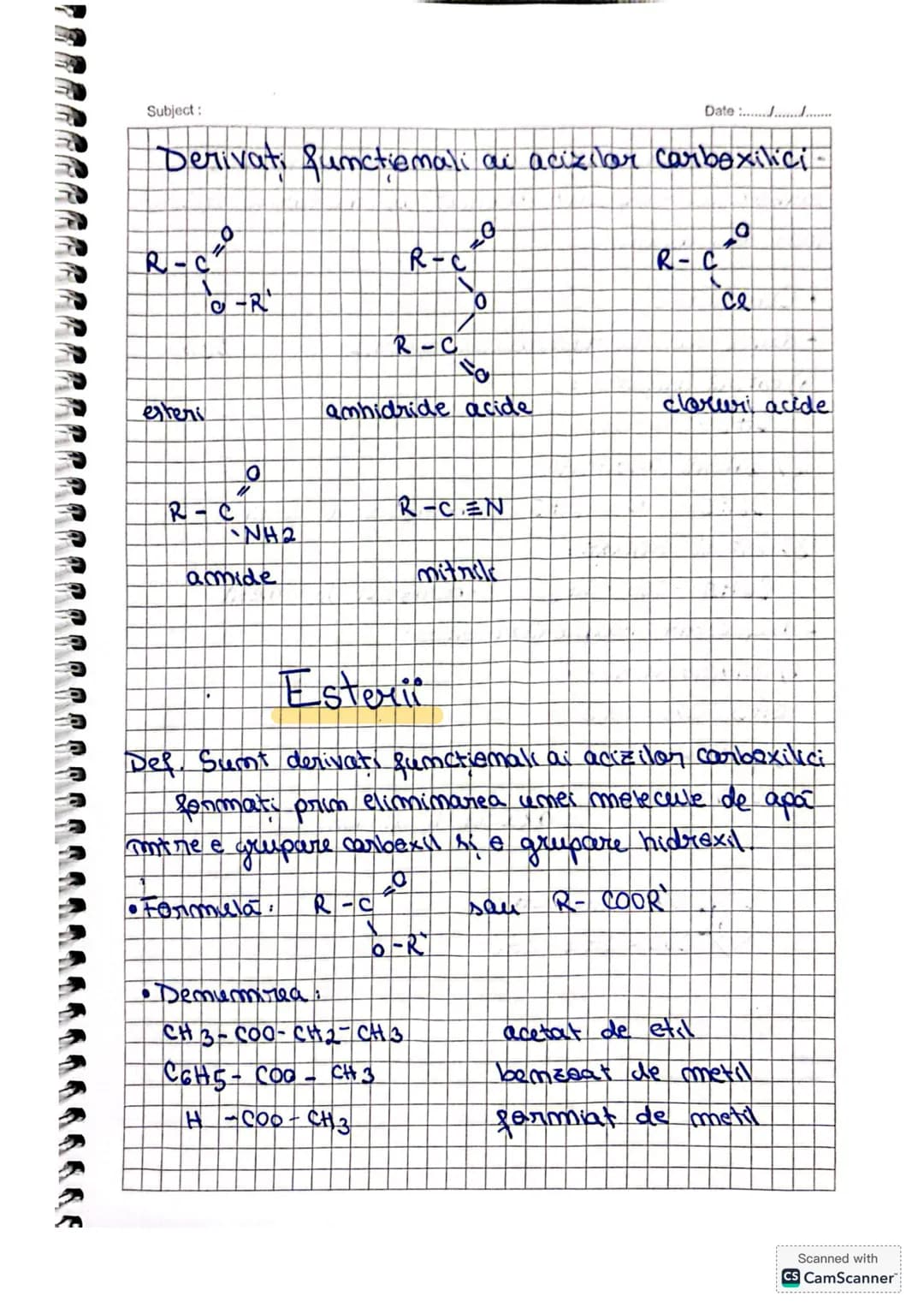Subject:
Date :......./................
# Compusi carboxilici
Def. Acizii carbexilici sau acizli ecizi organici sunt combi-
natiile argami