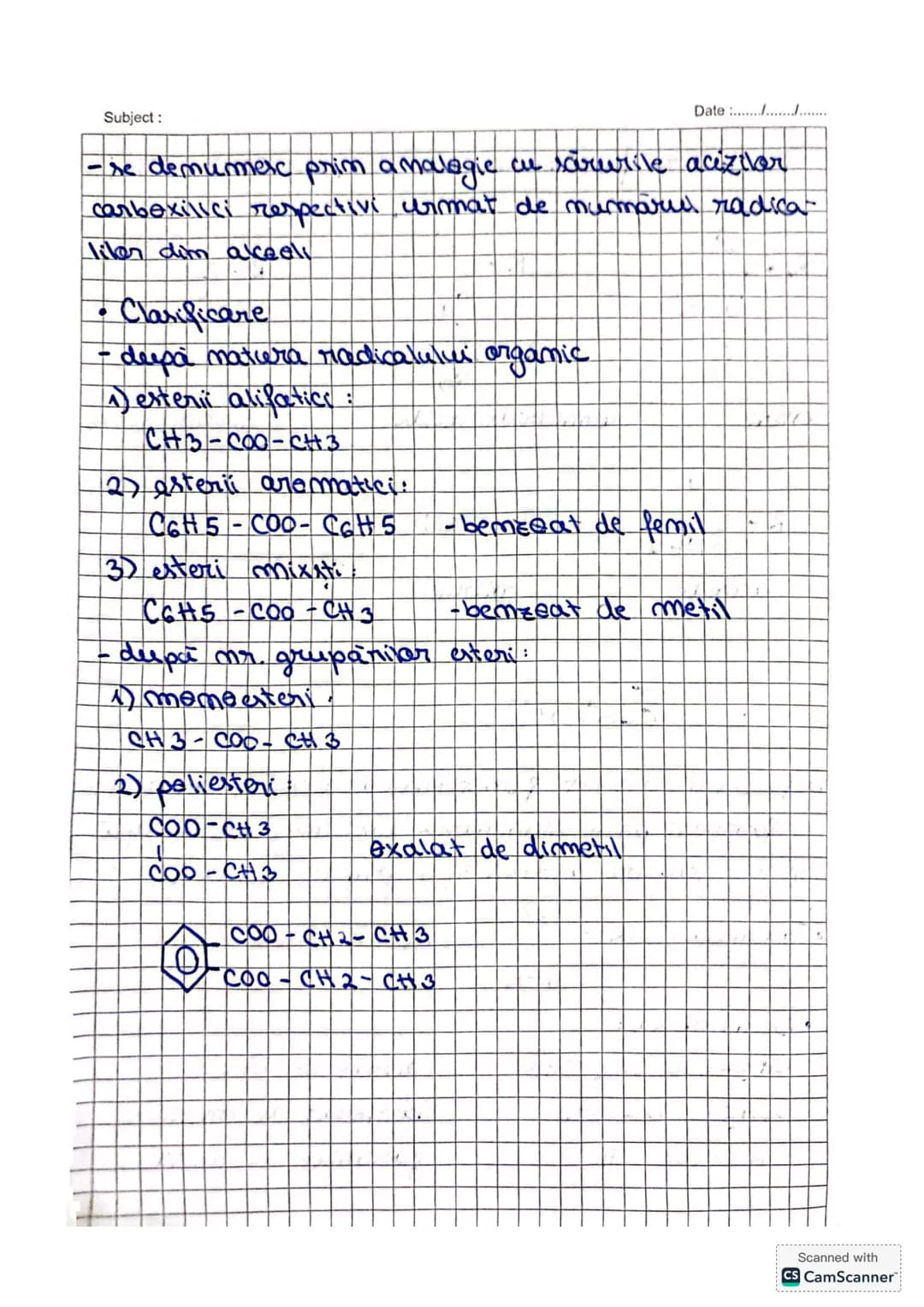 Subject:
Date :......./................
# Compusi carboxilici
Def. Acizii carbexilici sau acizli ecizi organici sunt combi-
natiile argami