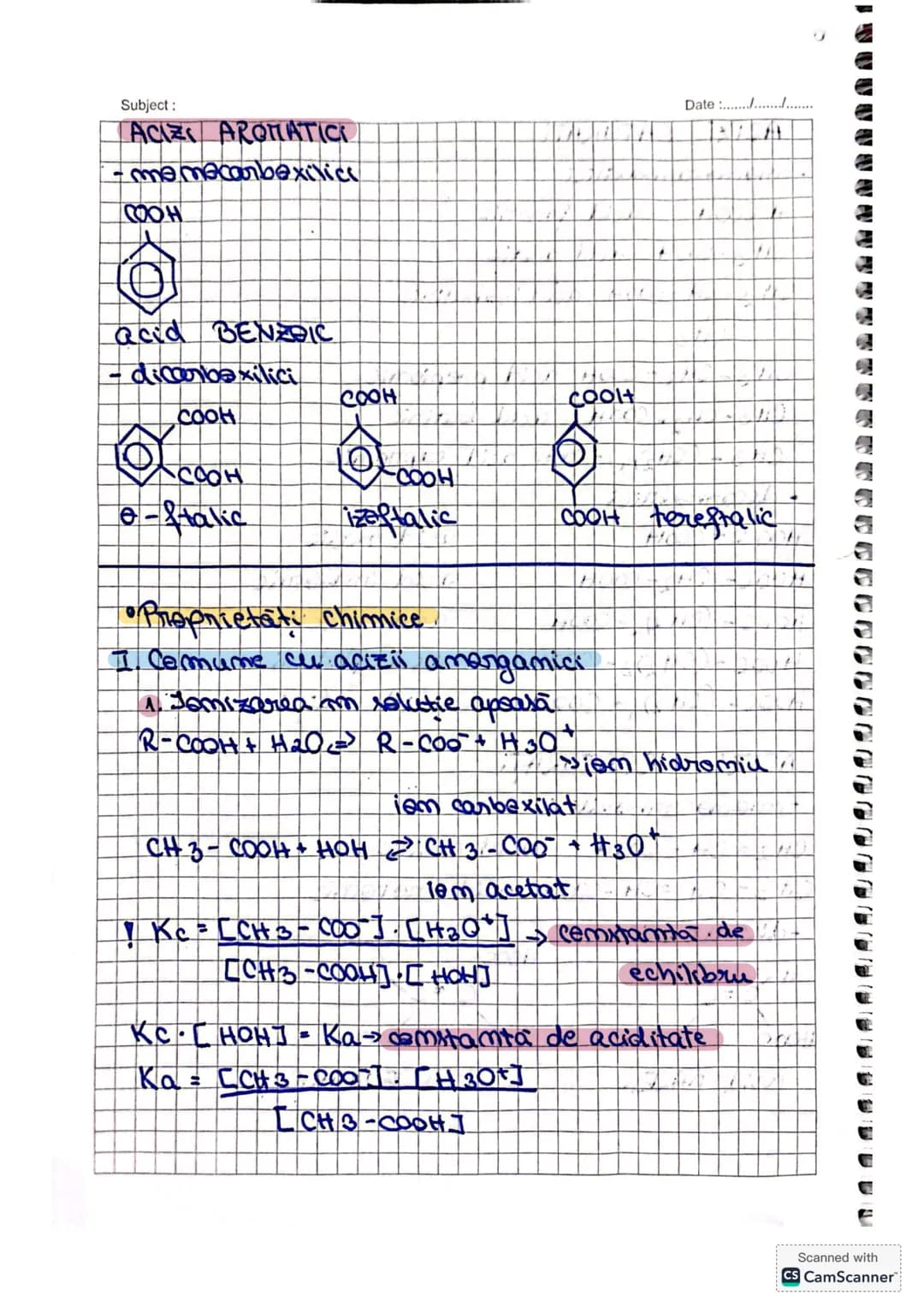 Subject:
Date :......./................
# Compusi carboxilici
Def. Acizii carbexilici sau acizli ecizi organici sunt combi-
natiile argami