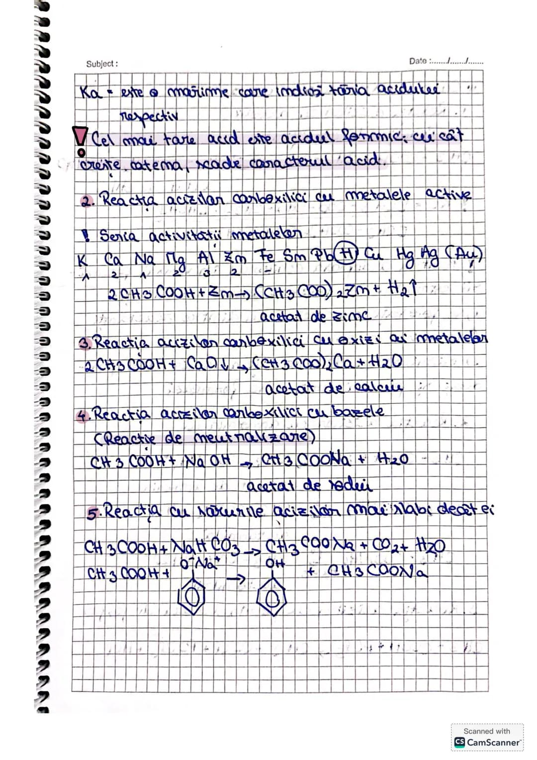 Subject:
Date :......./................
# Compusi carboxilici
Def. Acizii carbexilici sau acizli ecizi organici sunt combi-
natiile argami