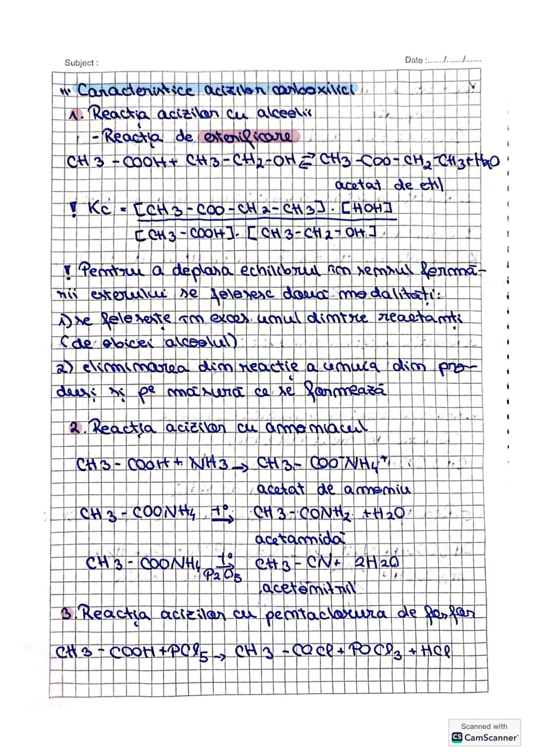 Subject:
Date :......./................
# Compusi carboxilici
Def. Acizii carbexilici sau acizli ecizi organici sunt combi-
natiile argami