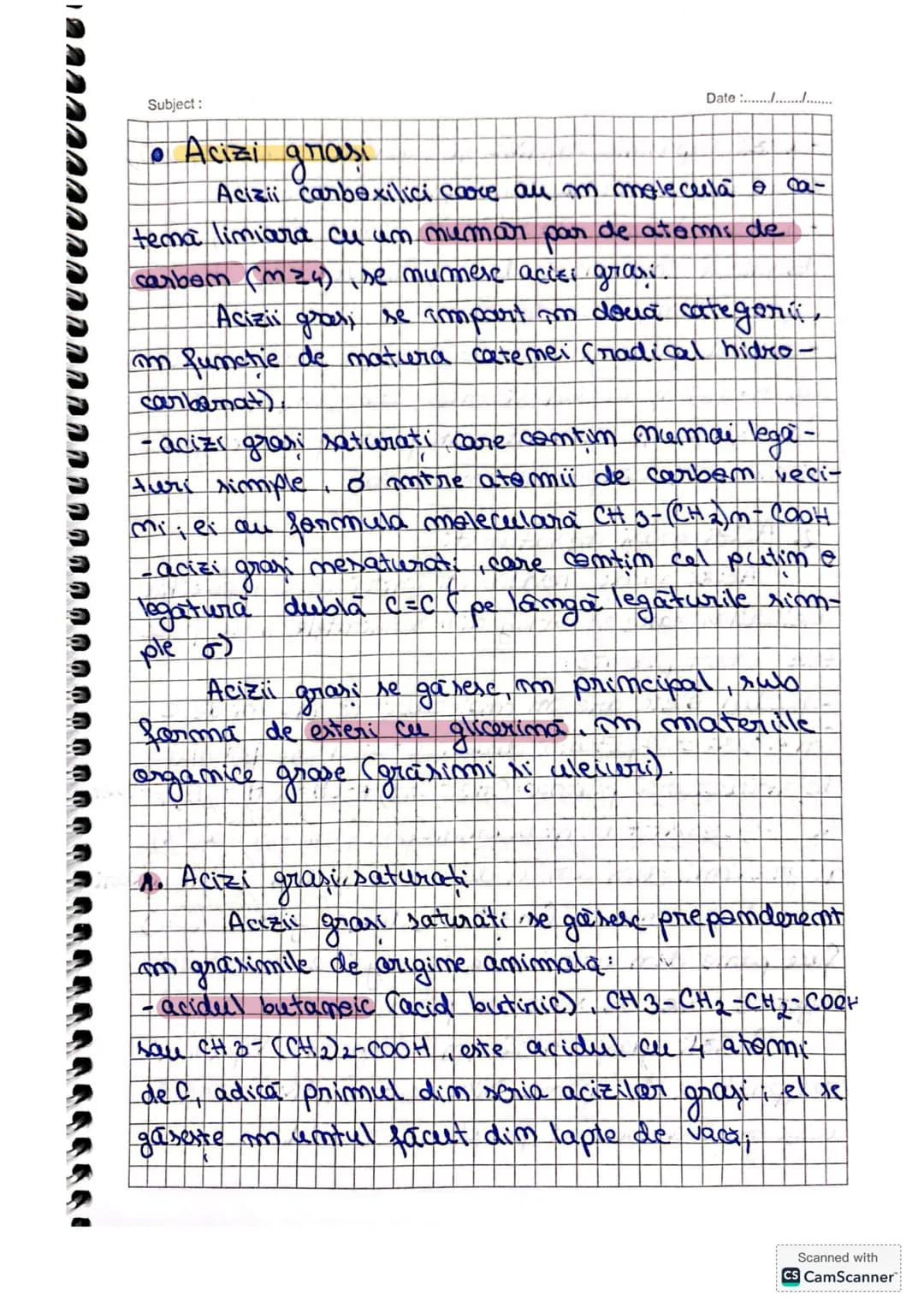 Subject:
Date :......./................
# Compusi carboxilici
Def. Acizii carbexilici sau acizli ecizi organici sunt combi-
natiile argami