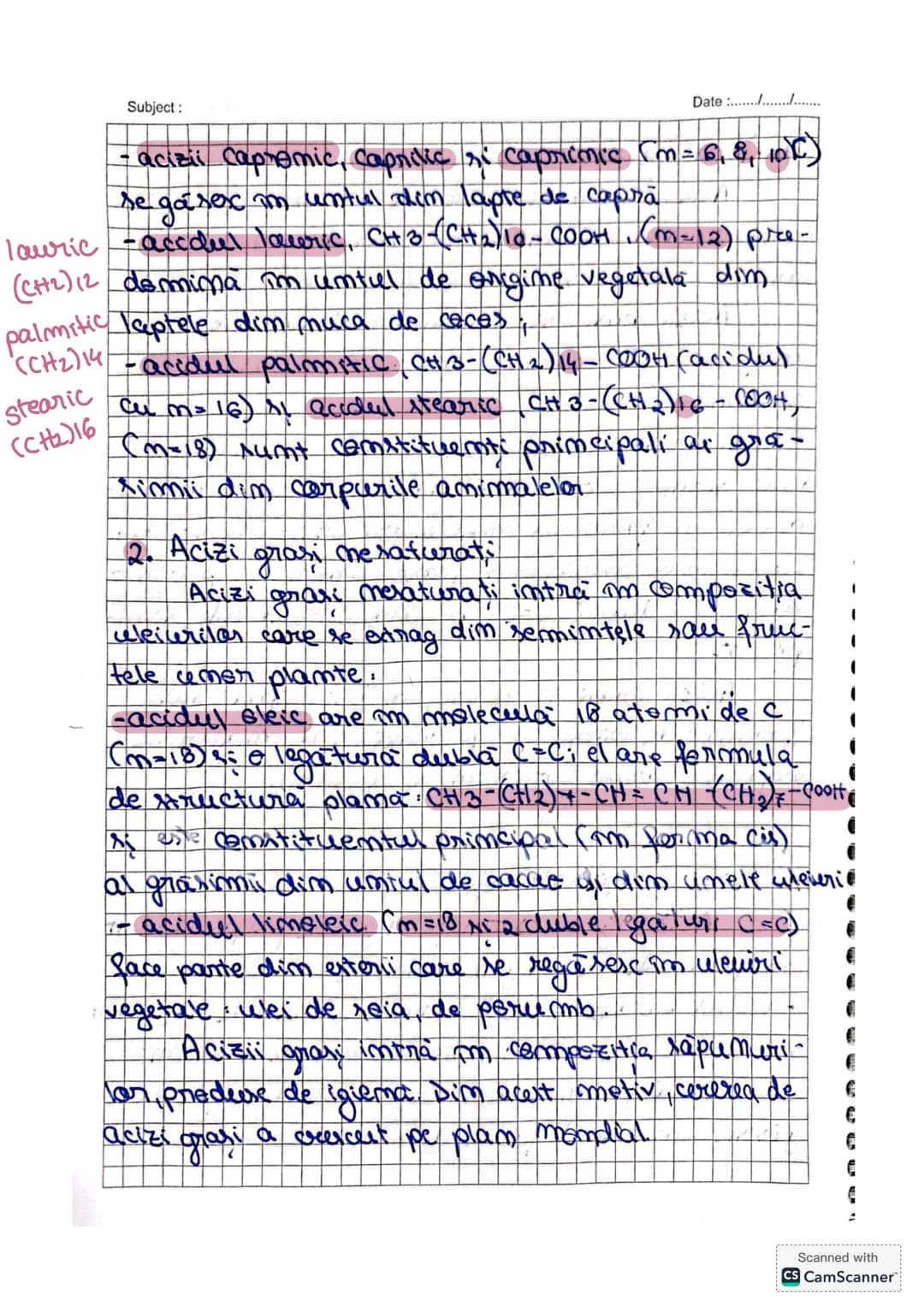 Subject:
Date :......./................
# Compusi carboxilici
Def. Acizii carbexilici sau acizli ecizi organici sunt combi-
natiile argami