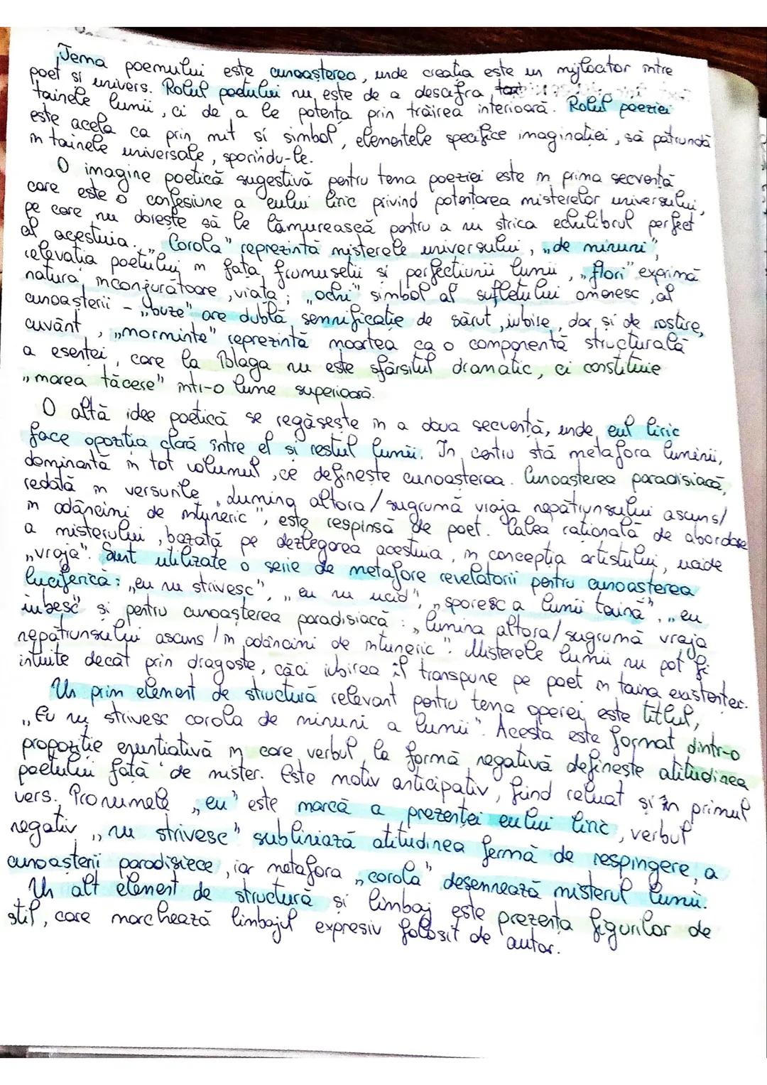# Eu nu strivesc corola de minuni a lumä
## Text Eric-HODERNISH
Lucian Blaga
Lucian Blaga se incadrează in Pepoca penocdo interbelică, ala