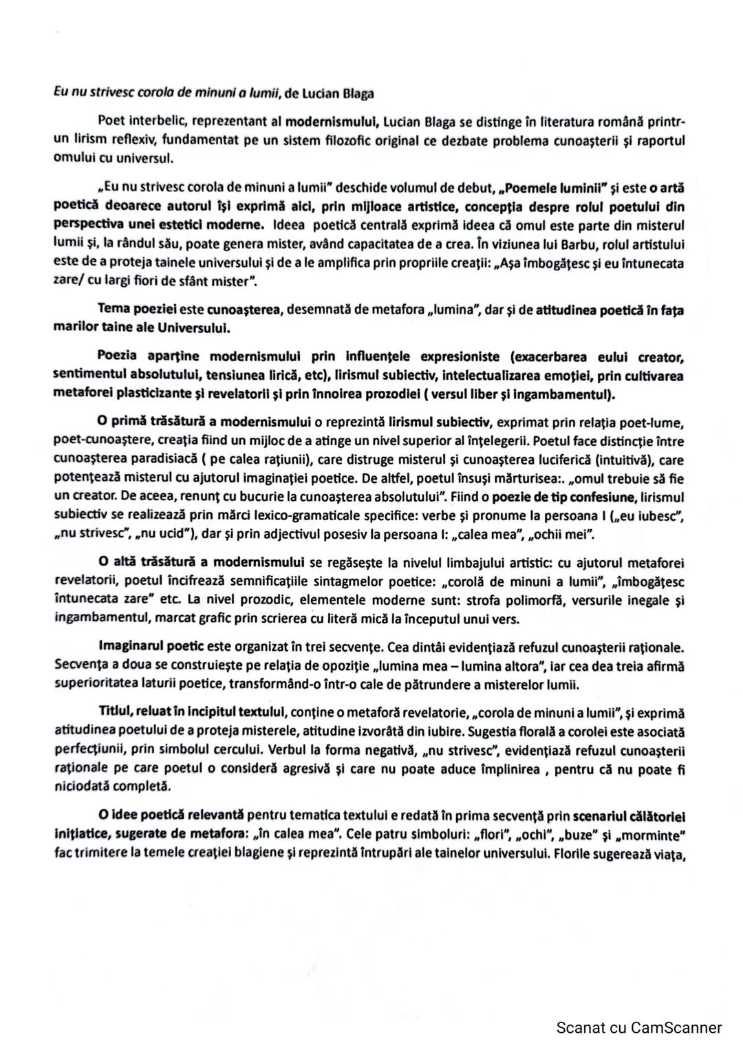 Eu nu strivesc corola de comori a lumii de Lucian Blaga