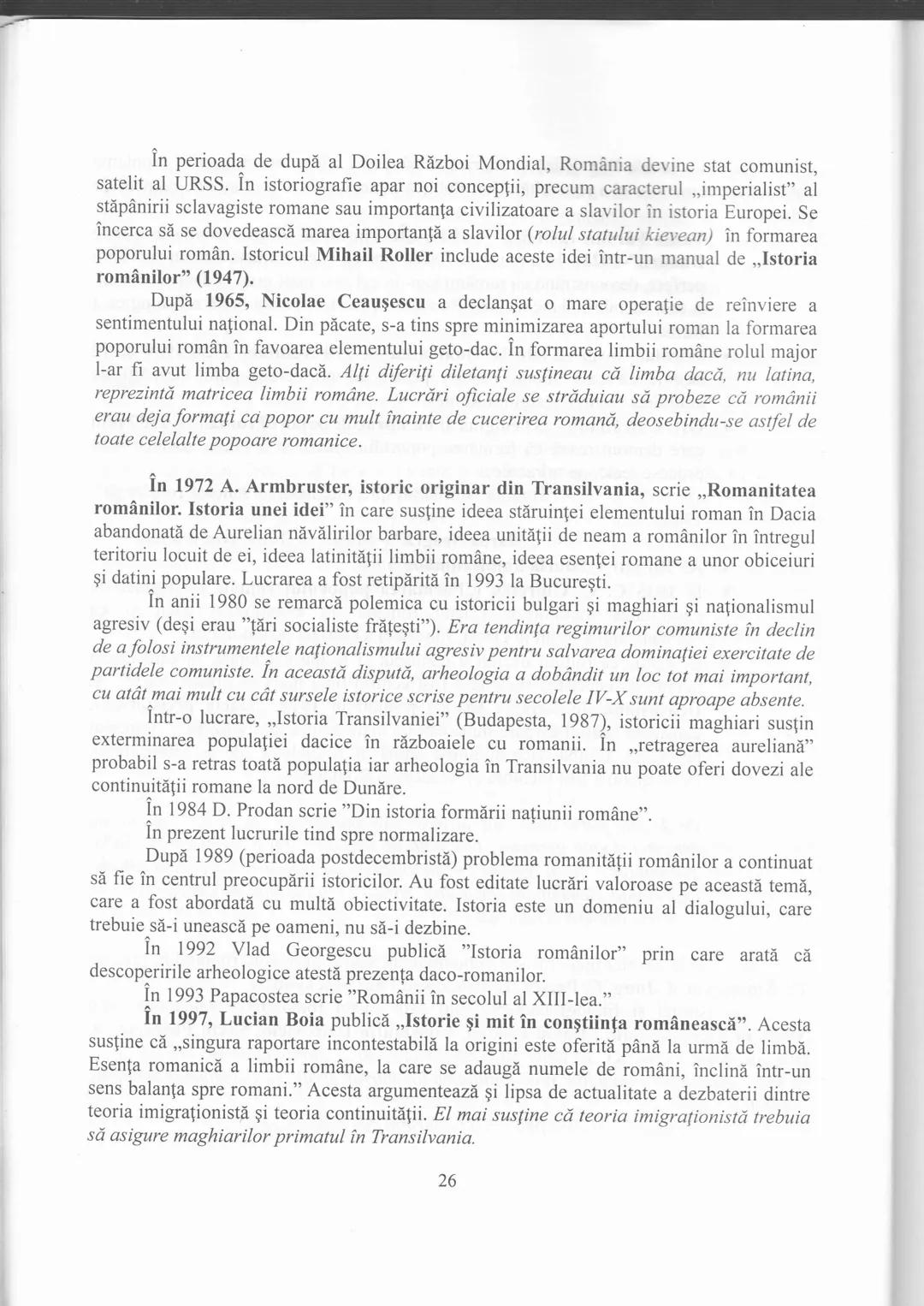 # Capitolul I
Popoare și spații istorice. Romanitatea românilor în viziunea istoricilor
Romanitatea românilor se referă la faptul că popor