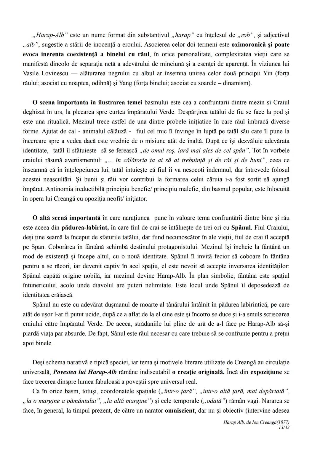 --- OCR Start ---
Harap Alb
Ion Creangă
1877
I. CONTEXTUALIZARE ȘI ÎNCADRARE
Povestea lui Harap-Alb apare în 1877, în revista Convorbiri lit