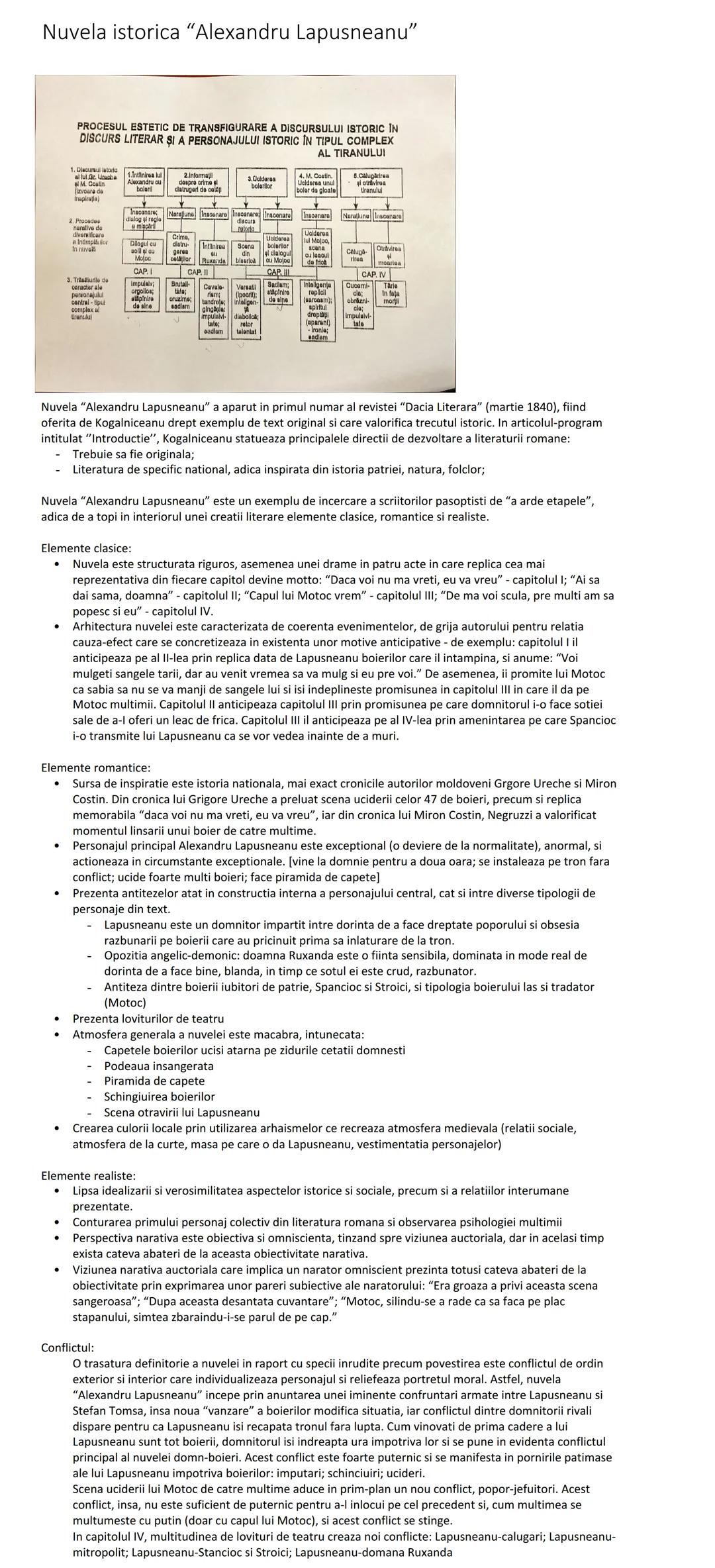 # Nuvela istorica "Alexandru Lapusneanu"
PROCESUL ESTETIC DE TRANSFIGURARE A DISCURSULUI ISTORIC IN
DISCURS LITERAR ȘI A PERSONAJULUI ISTOR