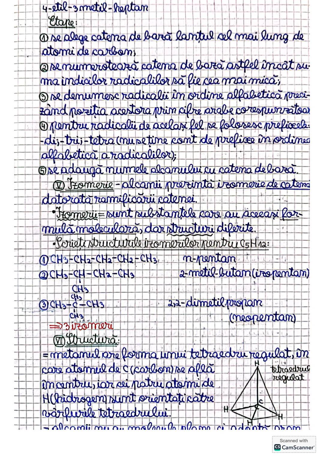 # Alcani
$n$-alcani (normali alcani)= catene liniare;
$izoalcani$ = au catene ramificate;
## II Radicali ai hidrocarburilor
- se obțin prin