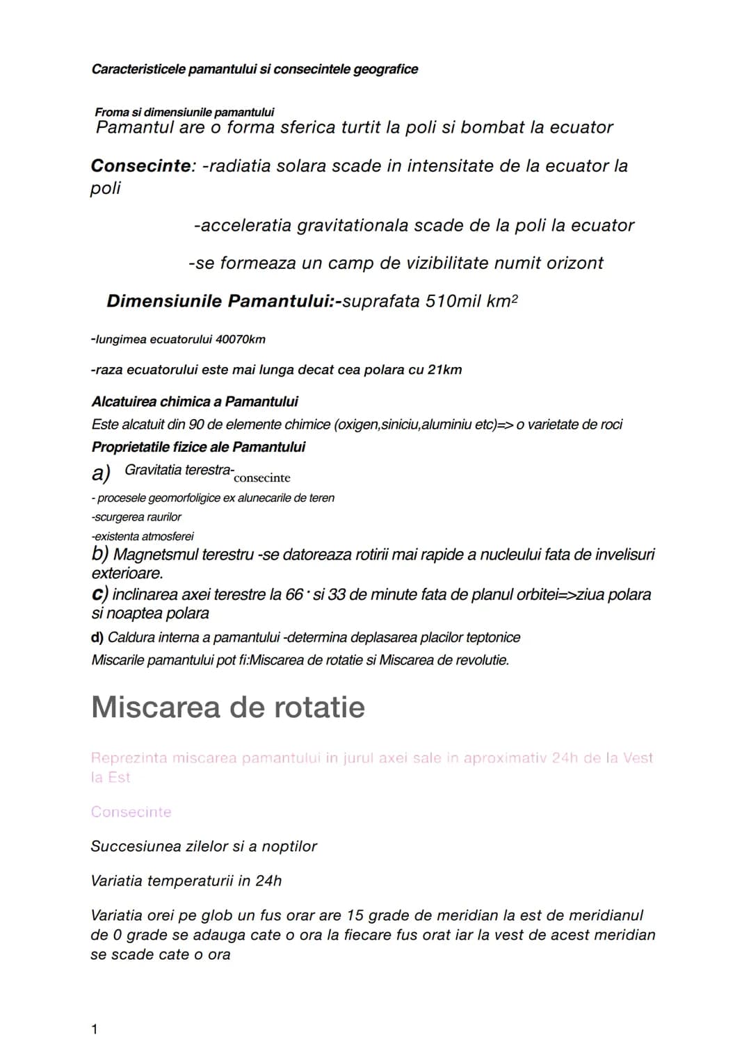 # Caracteristicele pamantului si consecintele geografice
Froma si dimensiunile pamantului
Pamantul are o forma sferica turtit la poli si bo