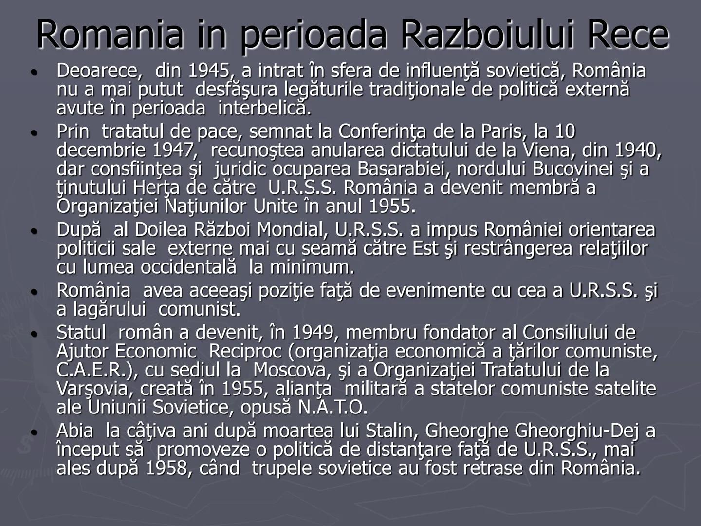 # Razboiul
# Rece
1947-1991 Războiul Rece (1947-1991) a fost
o confruntare deschisă, nonmilitară şi
limitată, care s-a dezvoltat
după Al D