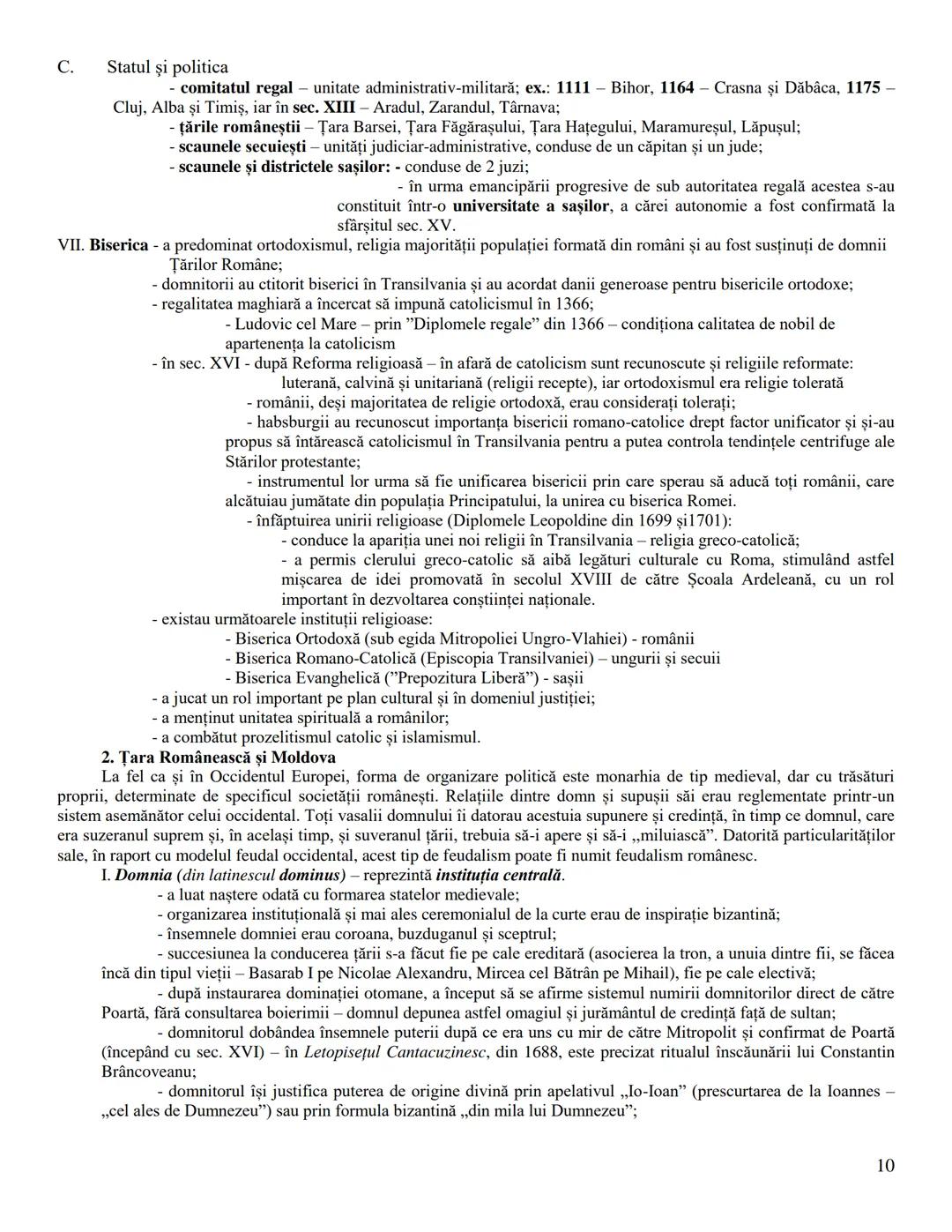 C. Statul şi politica
AUTONOMIILE LOCALE ŞI INSTITUŢIILE CENTRALE
IN SPAŢIUL ROMANESC (SEC. IX-XVIII)
În sec. IX - XIII, în urma destrămăr