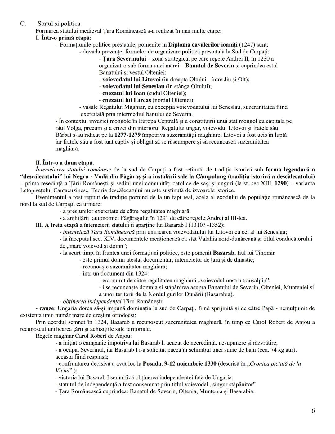 C. Statul şi politica
AUTONOMIILE LOCALE ŞI INSTITUŢIILE CENTRALE
IN SPAŢIUL ROMANESC (SEC. IX-XVIII)
În sec. IX - XIII, în urma destrămăr