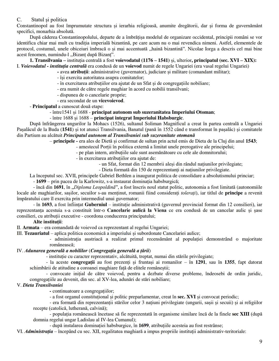 C. Statul şi politica
AUTONOMIILE LOCALE ŞI INSTITUŢIILE CENTRALE
IN SPAŢIUL ROMANESC (SEC. IX-XVIII)
În sec. IX - XIII, în urma destrămăr