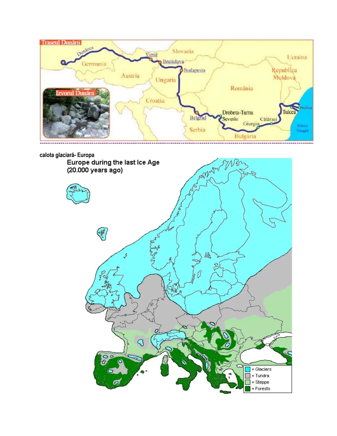 # Hidrografia Europei
I. Europa are o rețea bogată de râuri și fluvii:
1. Apele curgătoare din Europa Sudică (Mediteraneeană): Pad, Tibru,