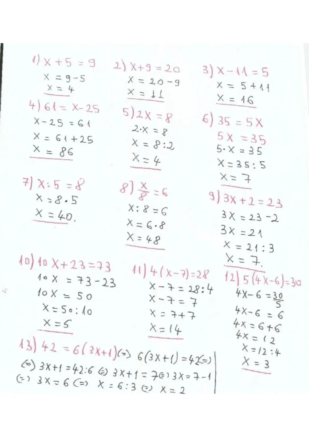 1)x + 5 = 9
X = 9-5
X = 4
4)61=X-25
X-25=61
X = 61+25
X = 86
7) X:5=8
X:8.5
X = 40.
2) X+9=20
X = 20-9
X = 11
5)2x = 8
2.X = 8
X = 8:2
X