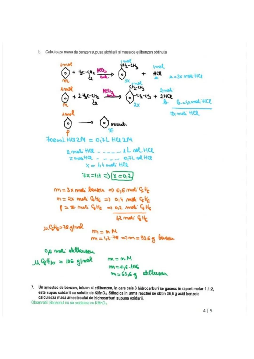 b. Scrie ecuatia reactiei chimice de hidrogenare a hidrocarburii A si calculeaza masa de hidrocarbura saturata
obtinuta daca randamentul rea