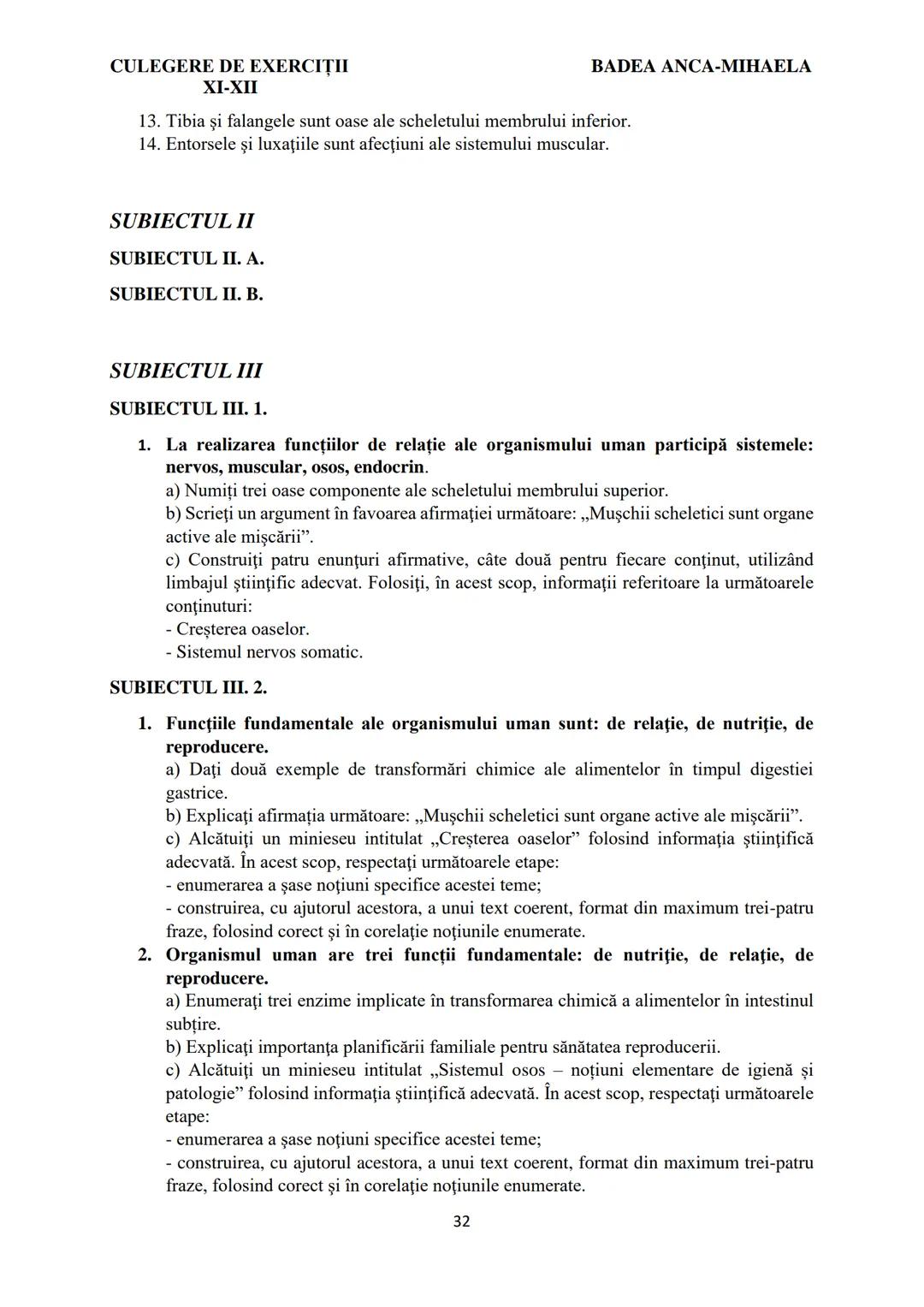 BADEA ANCA-MIHAELA
ISBN 978-973-0-37214-4
BIOLOGIE
CULEGERE DE EXERCIȚII
XI-XII
Reşiţa,
2022 CULEGERE DE EXERCIȚII
XI-XII
BADEA ANCA-