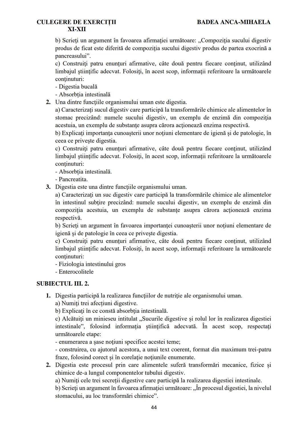 BADEA ANCA-MIHAELA
ISBN 978-973-0-37214-4
BIOLOGIE
CULEGERE DE EXERCIȚII
XI-XII
Reşiţa,
2022 CULEGERE DE EXERCIȚII
XI-XII
BADEA ANCA-