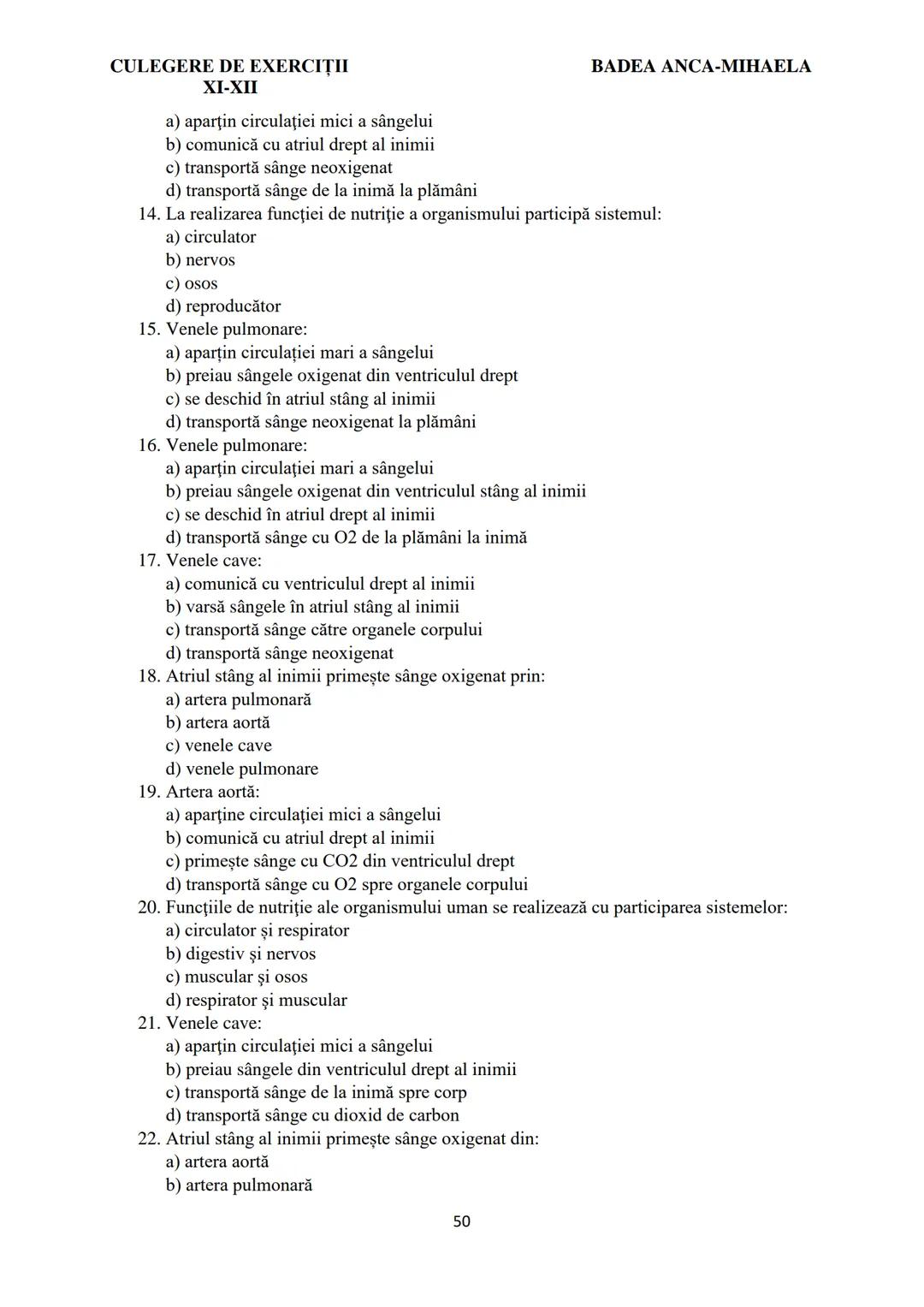 BADEA ANCA-MIHAELA
ISBN 978-973-0-37214-4
BIOLOGIE
CULEGERE DE EXERCIȚII
XI-XII
Reşiţa,
2022 CULEGERE DE EXERCIȚII
XI-XII
BADEA ANCA-