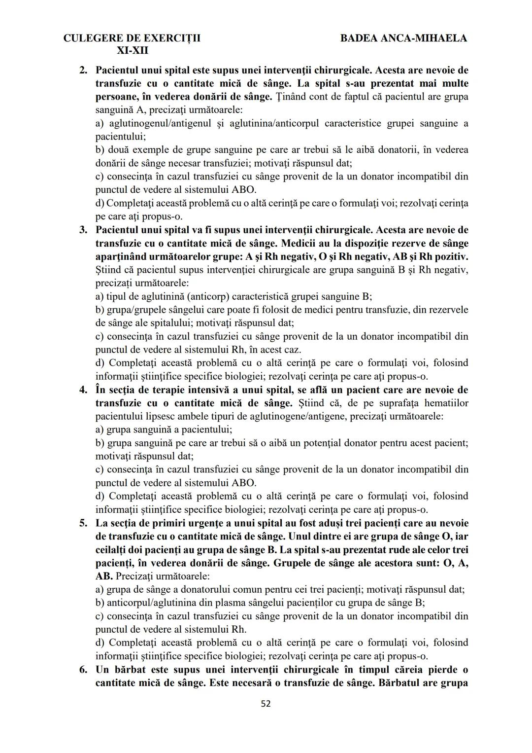 BADEA ANCA-MIHAELA
ISBN 978-973-0-37214-4
BIOLOGIE
CULEGERE DE EXERCIȚII
XI-XII
Reşiţa,
2022 CULEGERE DE EXERCIȚII
XI-XII
BADEA ANCA-