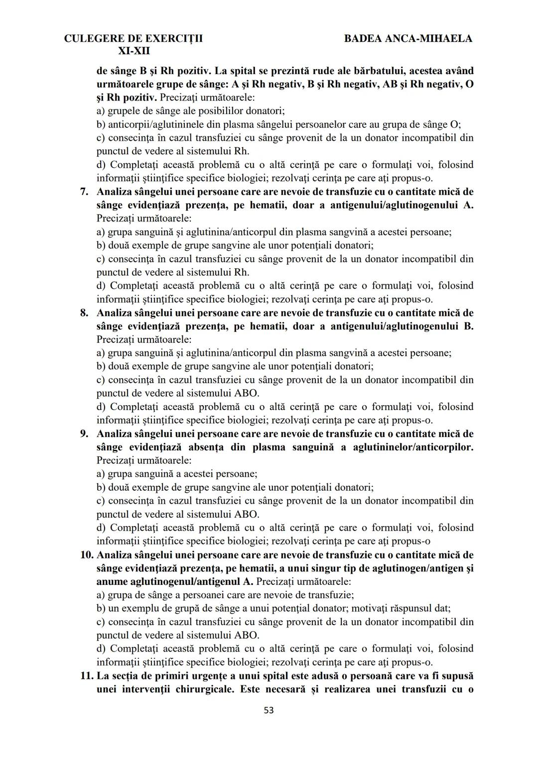 BADEA ANCA-MIHAELA
ISBN 978-973-0-37214-4
BIOLOGIE
CULEGERE DE EXERCIȚII
XI-XII
Reşiţa,
2022 CULEGERE DE EXERCIȚII
XI-XII
BADEA ANCA-