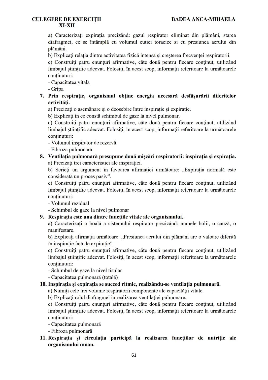 BADEA ANCA-MIHAELA
ISBN 978-973-0-37214-4
BIOLOGIE
CULEGERE DE EXERCIȚII
XI-XII
Reşiţa,
2022 CULEGERE DE EXERCIȚII
XI-XII
BADEA ANCA-