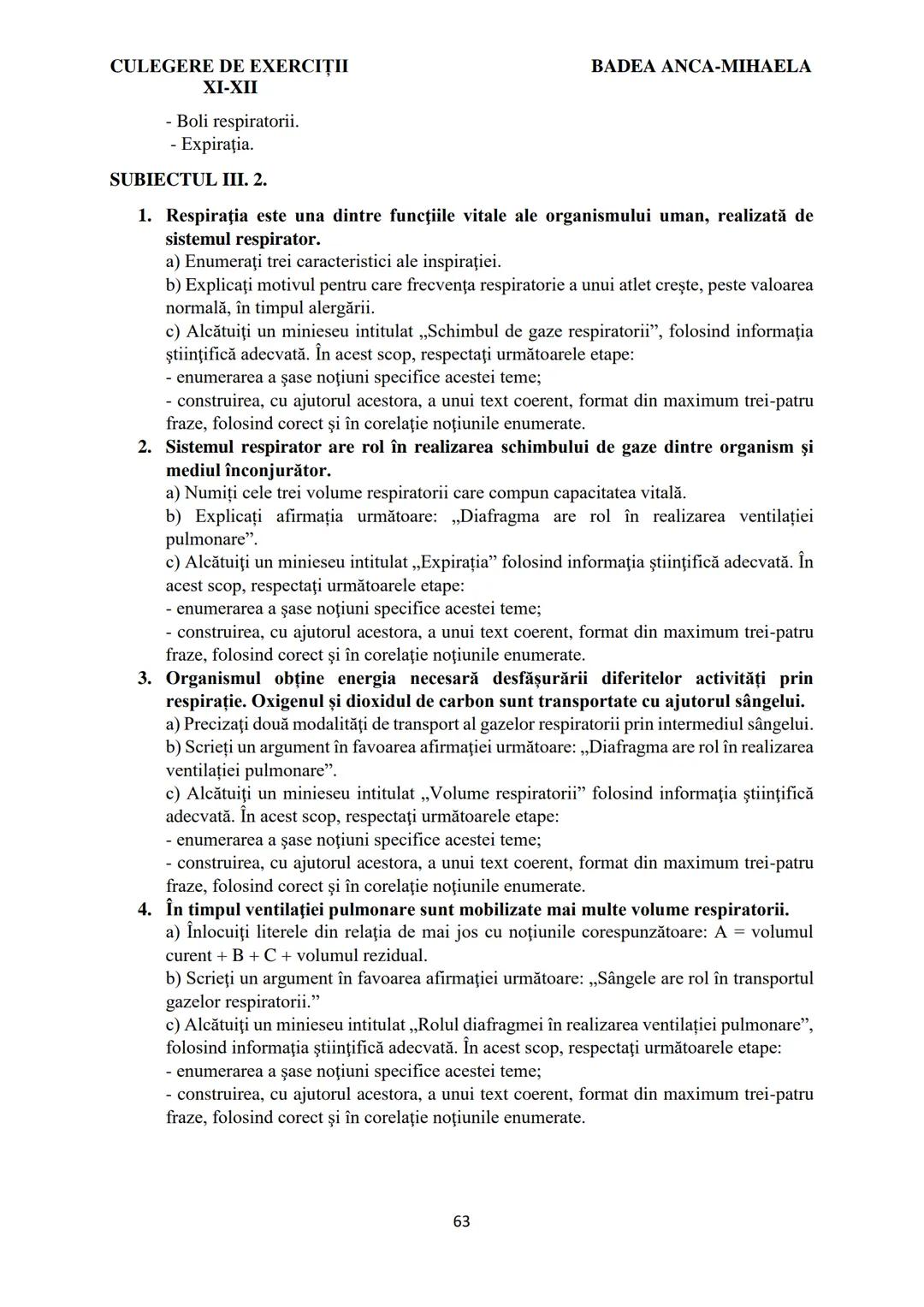 BADEA ANCA-MIHAELA
ISBN 978-973-0-37214-4
BIOLOGIE
CULEGERE DE EXERCIȚII
XI-XII
Reşiţa,
2022 CULEGERE DE EXERCIȚII
XI-XII
BADEA ANCA-