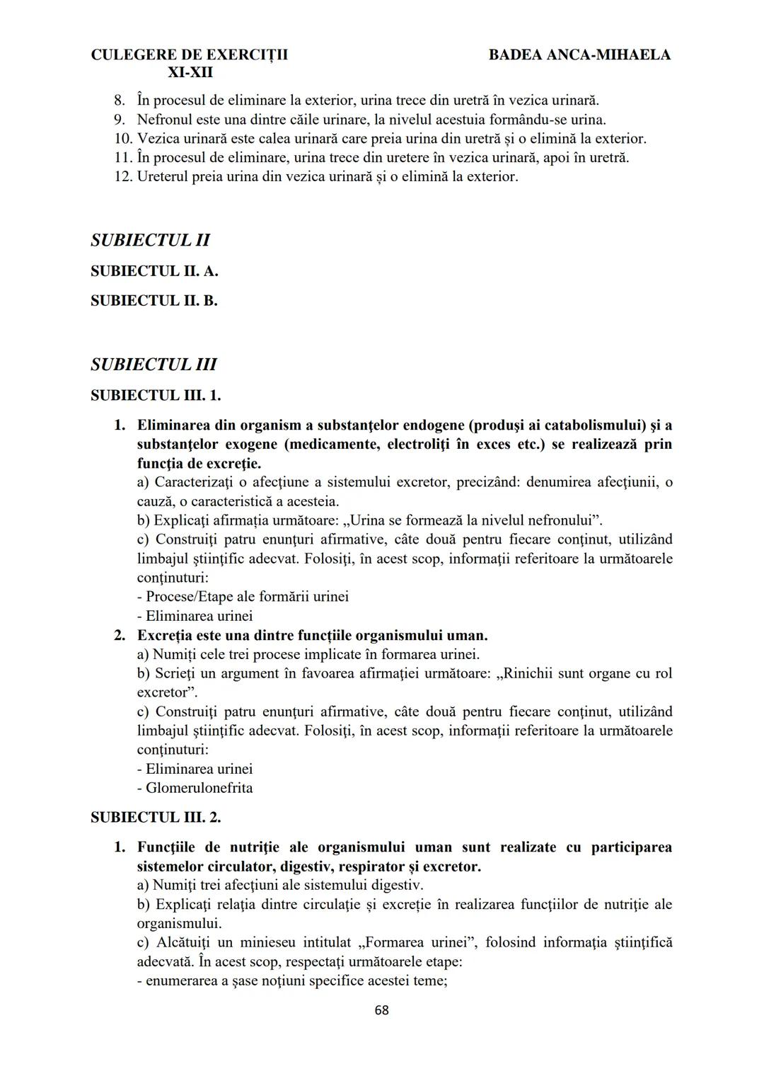 BADEA ANCA-MIHAELA
ISBN 978-973-0-37214-4
BIOLOGIE
CULEGERE DE EXERCIȚII
XI-XII
Reşiţa,
2022 CULEGERE DE EXERCIȚII
XI-XII
BADEA ANCA-