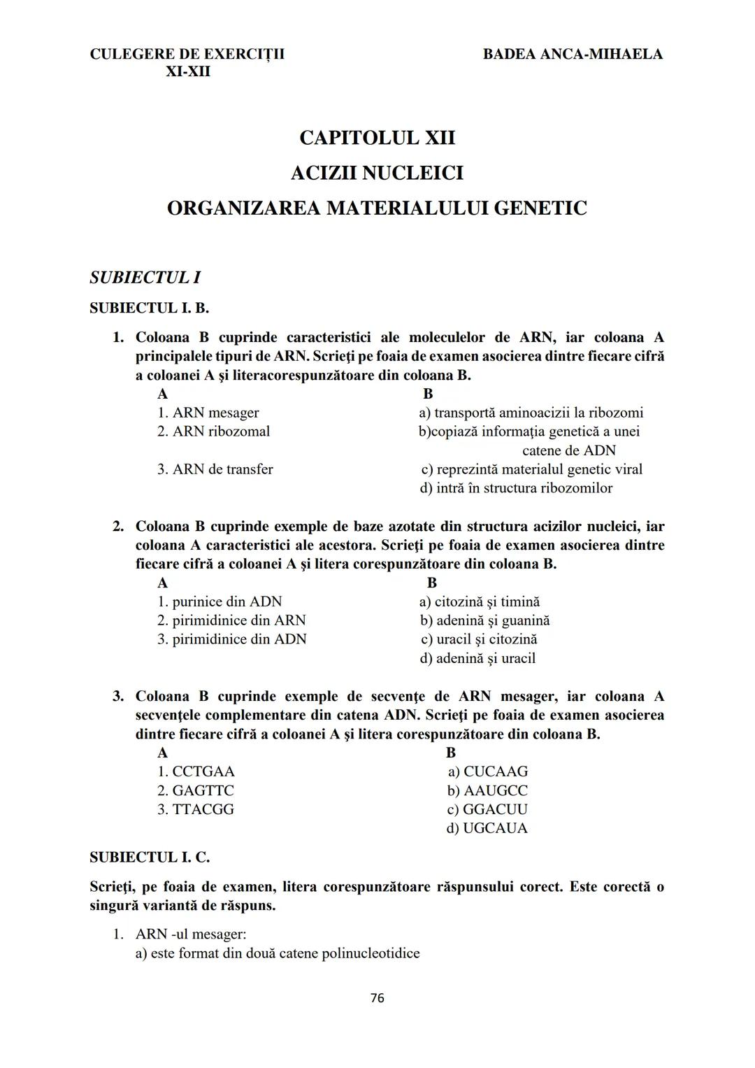 BADEA ANCA-MIHAELA
ISBN 978-973-0-37214-4
BIOLOGIE
CULEGERE DE EXERCIȚII
XI-XII
Reşiţa,
2022 CULEGERE DE EXERCIȚII
XI-XII
BADEA ANCA-