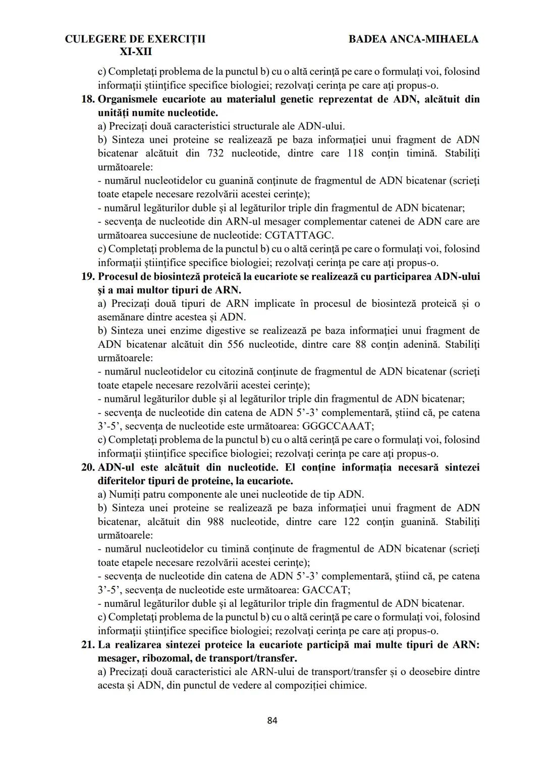 BADEA ANCA-MIHAELA
ISBN 978-973-0-37214-4
BIOLOGIE
CULEGERE DE EXERCIȚII
XI-XII
Reşiţa,
2022 CULEGERE DE EXERCIȚII
XI-XII
BADEA ANCA-