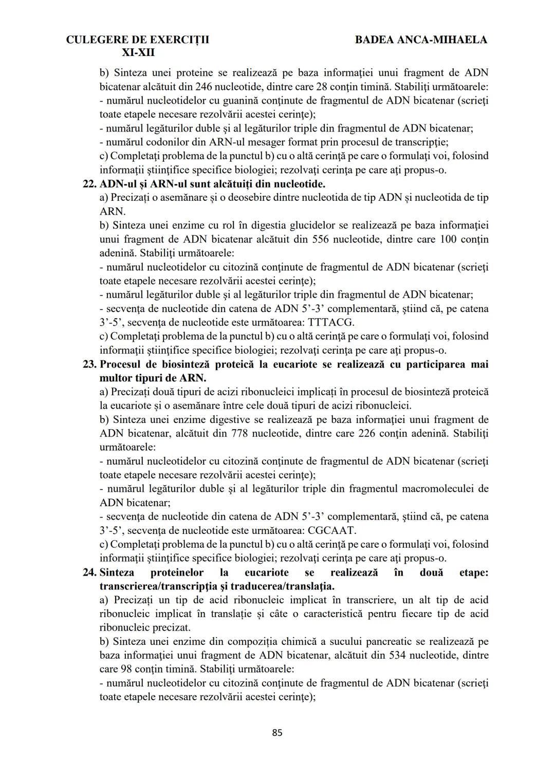 BADEA ANCA-MIHAELA
ISBN 978-973-0-37214-4
BIOLOGIE
CULEGERE DE EXERCIȚII
XI-XII
Reşiţa,
2022 CULEGERE DE EXERCIȚII
XI-XII
BADEA ANCA-