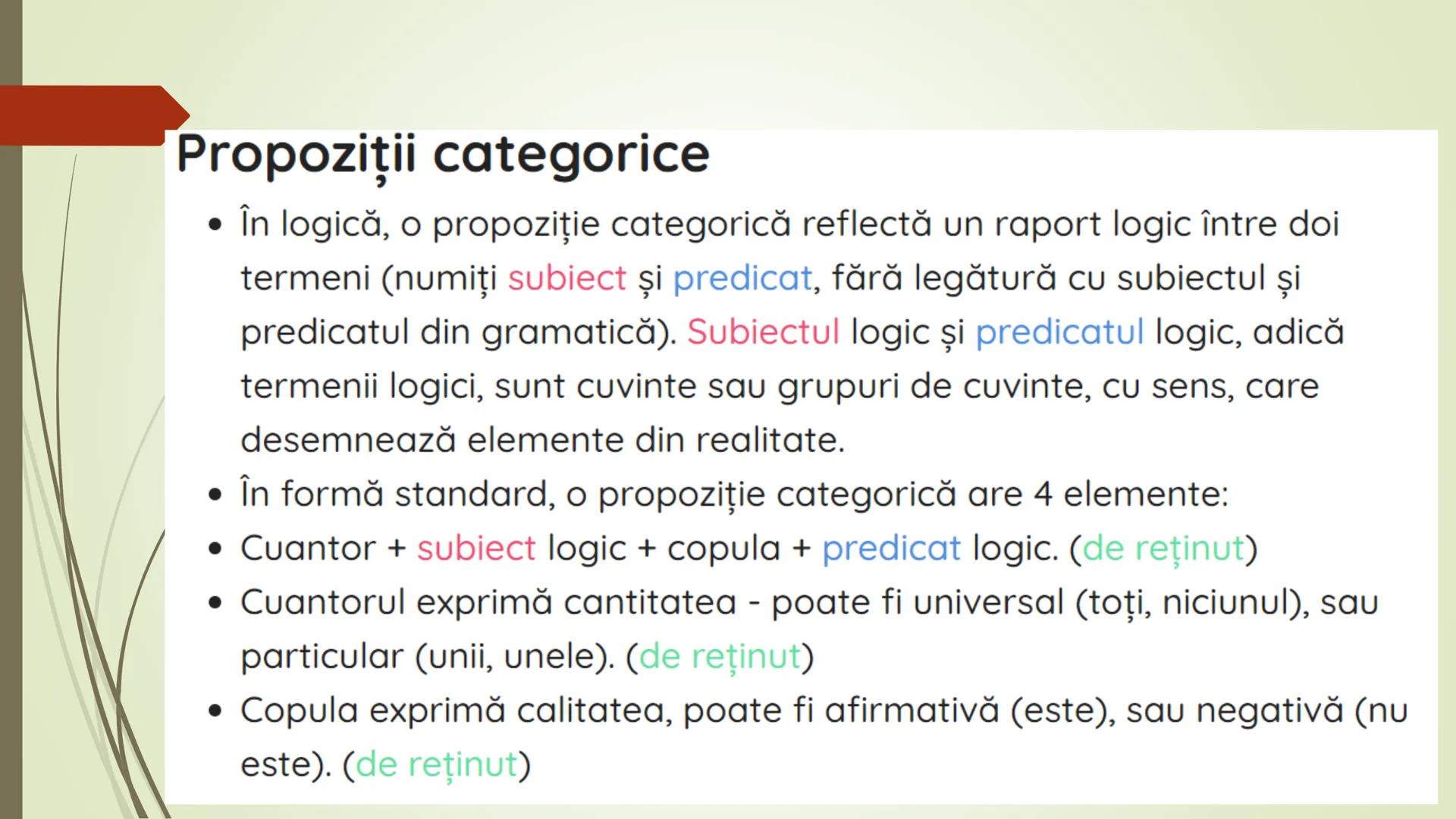 Teorie Logică @ Bacalaureat
Conţinut:
Termeni, Definire, Clasificare, Propoziții categorice, Raționamente (deductive,
inductive), Demonstra