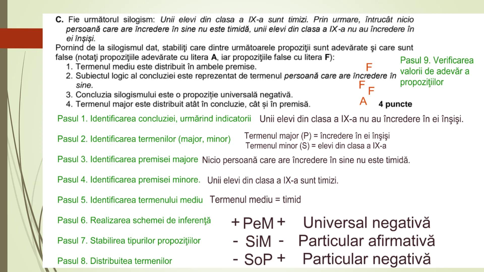 Teorie Logică @ Bacalaureat
Conţinut:
Termeni, Definire, Clasificare, Propoziții categorice, Raționamente (deductive,
inductive), Demonstra