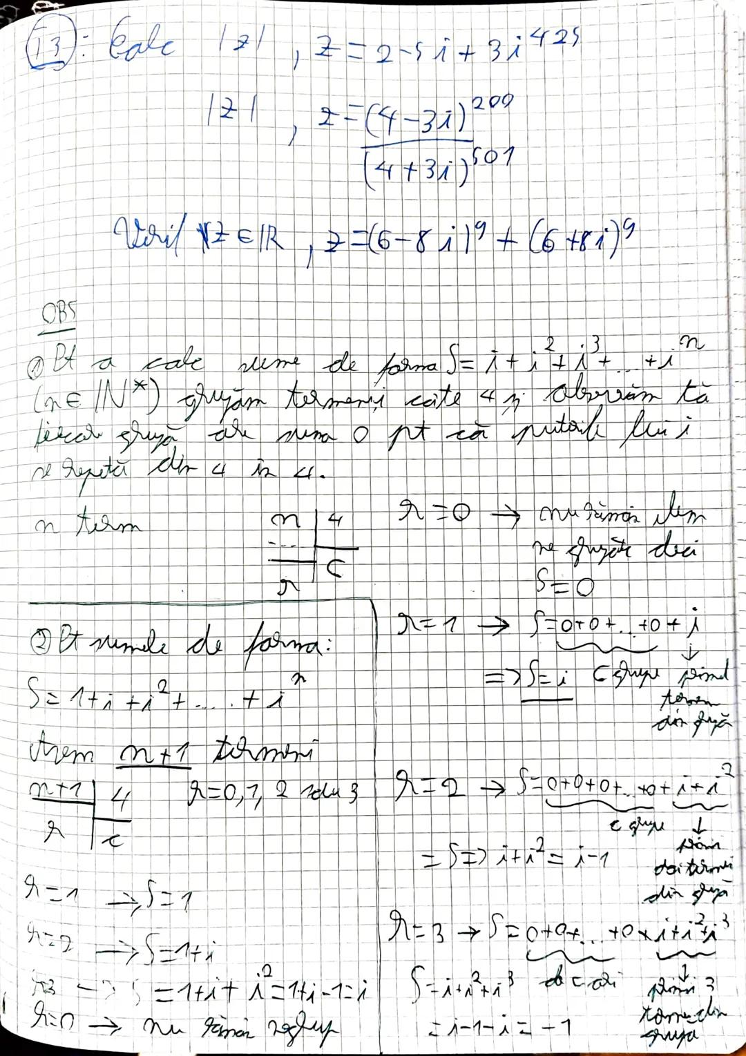 # Numere complexe
⑦ Forma algebrica a unui nr. complex
$z = a + ib$, unde $a, b \in \mathbb{R}$, $i$ = unitate imaginara
$(i^2 = -1)$
No