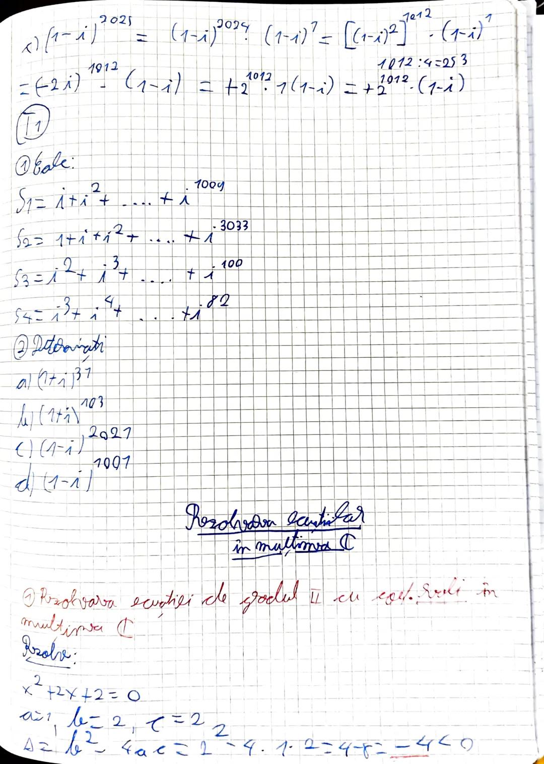 # Numere complexe
⑦ Forma algebrica a unui nr. complex
$z = a + ib$, unde $a, b \in \mathbb{R}$, $i$ = unitate imaginara
$(i^2 = -1)$
No