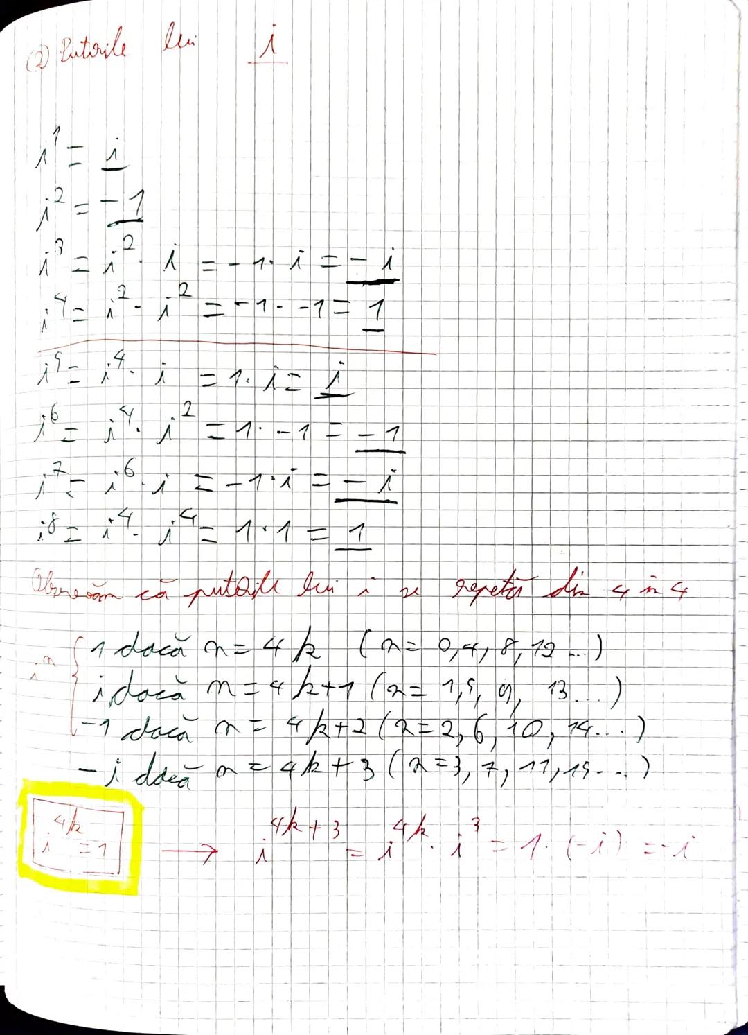 # Numere complexe
⑦ Forma algebrica a unui nr. complex
$z = a + ib$, unde $a, b \in \mathbb{R}$, $i$ = unitate imaginara
$(i^2 = -1)$
No