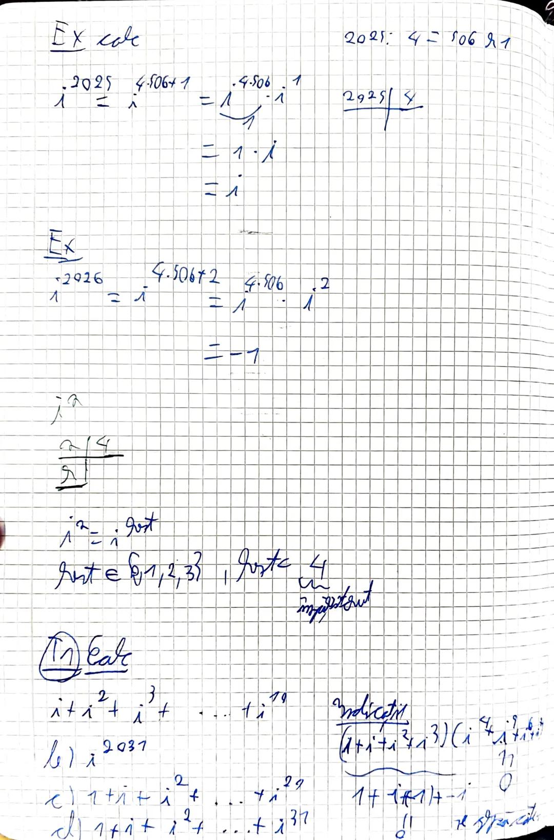 # Numere complexe
⑦ Forma algebrica a unui nr. complex
$z = a + ib$, unde $a, b \in \mathbb{R}$, $i$ = unitate imaginara
$(i^2 = -1)$
No