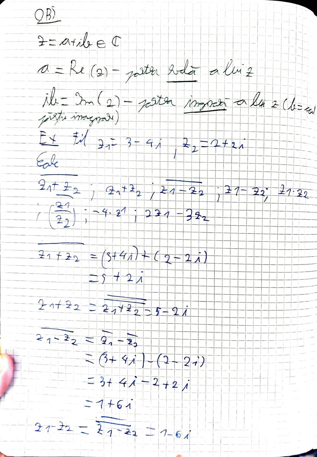 # Numere complexe
⑦ Forma algebrica a unui nr. complex
$z = a + ib$, unde $a, b \in \mathbb{R}$, $i$ = unitate imaginara
$(i^2 = -1)$
No