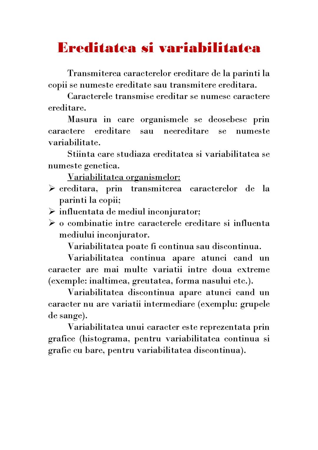 Ereditatea și variabilitatea