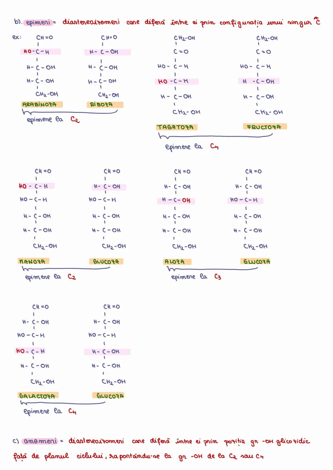 # 4 monozaharidele care prezintă la C cel mai depărtat de gr. carbonil o gr. -OH pe partea dreaptă aparțin seriei sterice D
# 5 triozele și