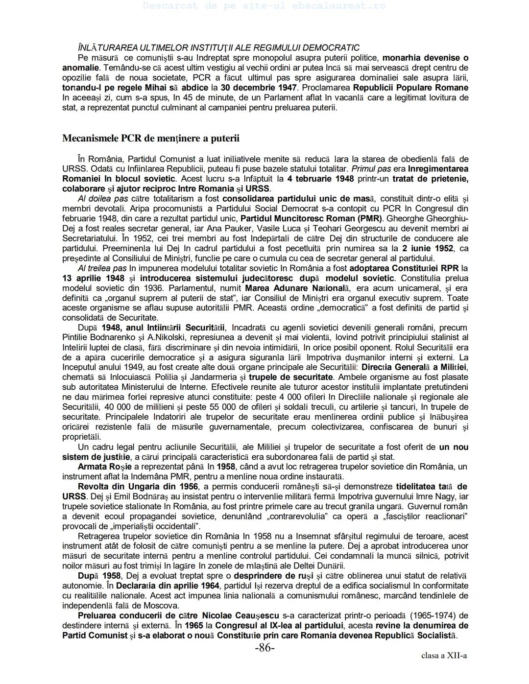 Descarcat de pe site-ul ebacalaureat.ro
Istorie
Sinteze
Bacalaureat
clasa a XII-a
(Descarcat de pe site-ul ebacalaureat.ro)
CUPRINS
Capitolu