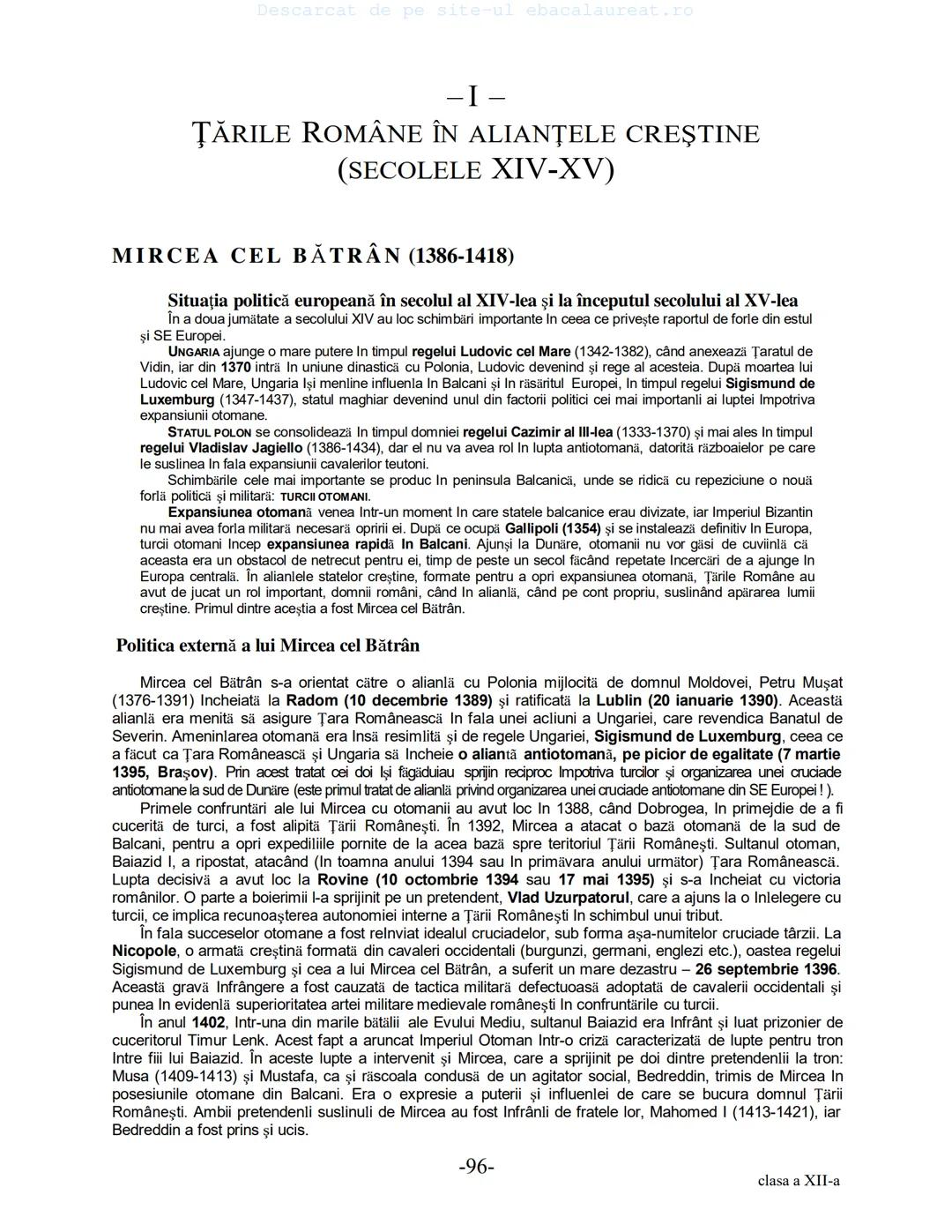 Descarcat de pe site-ul ebacalaureat.ro
Istorie
Sinteze
Bacalaureat
clasa a XII-a
(Descarcat de pe site-ul ebacalaureat.ro)
CUPRINS
Capitolu