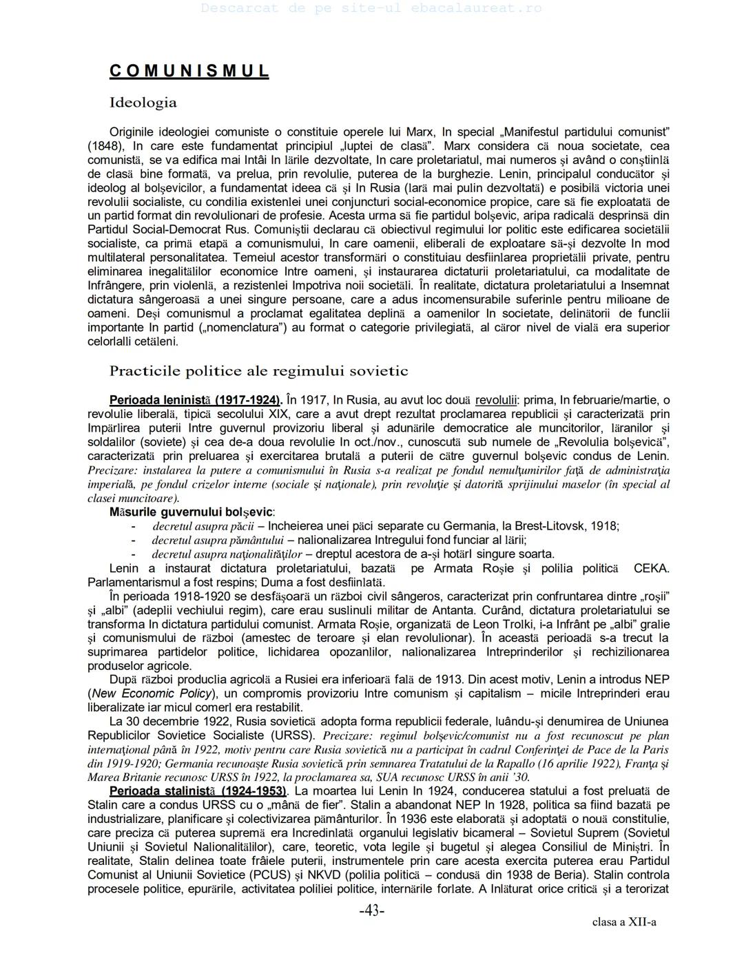 Descarcat de pe site-ul ebacalaureat.ro
Istorie
Sinteze
Bacalaureat
clasa a XII-a
(Descarcat de pe site-ul ebacalaureat.ro)
CUPRINS
Capitolu