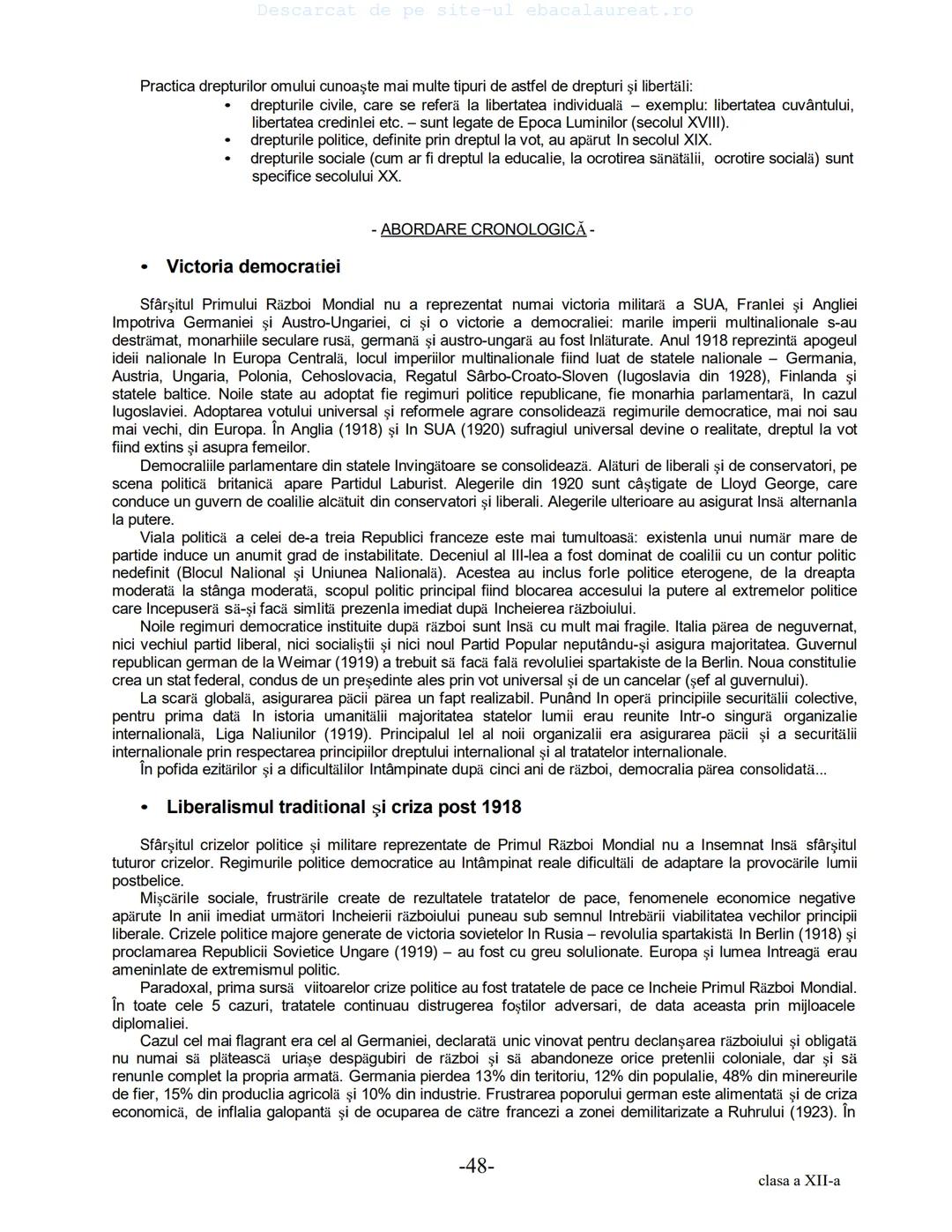 Descarcat de pe site-ul ebacalaureat.ro
Istorie
Sinteze
Bacalaureat
clasa a XII-a
(Descarcat de pe site-ul ebacalaureat.ro)
CUPRINS
Capitolu