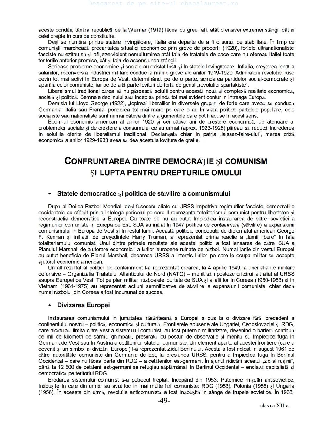 Descarcat de pe site-ul ebacalaureat.ro
Istorie
Sinteze
Bacalaureat
clasa a XII-a
(Descarcat de pe site-ul ebacalaureat.ro)
CUPRINS
Capitolu